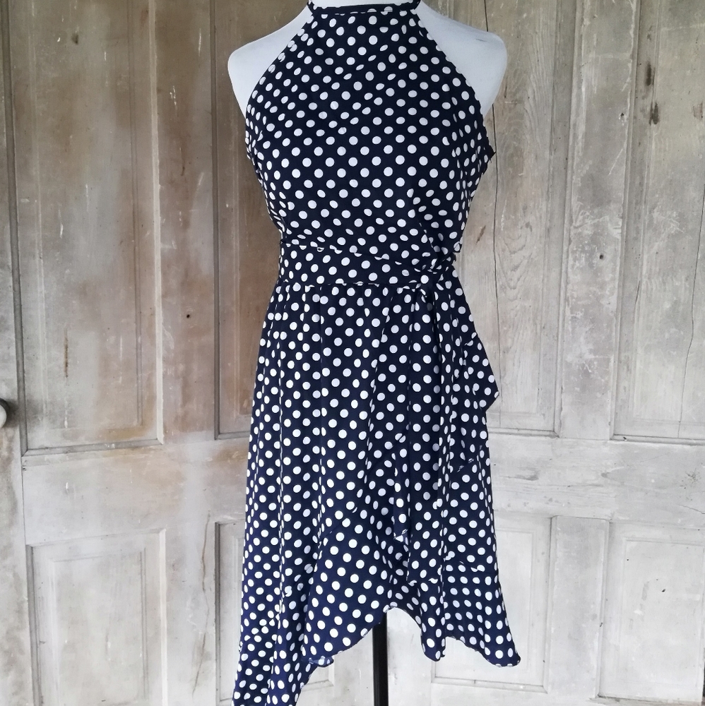 Navy Blue Polka Dot Dress
